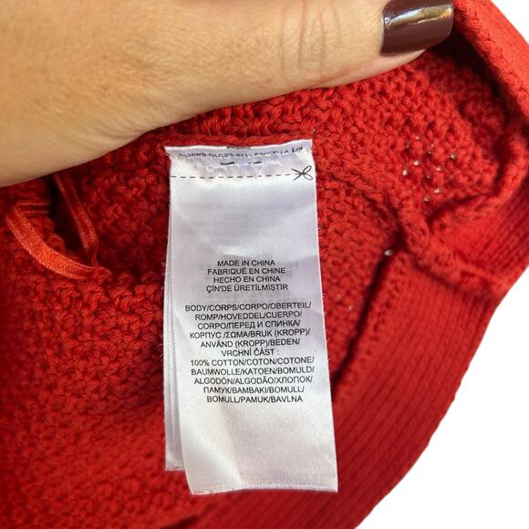 Lauren Ralph Lauren Red Boatneck Basketweave Knit Sweater Size XL - Picture 6 of 7